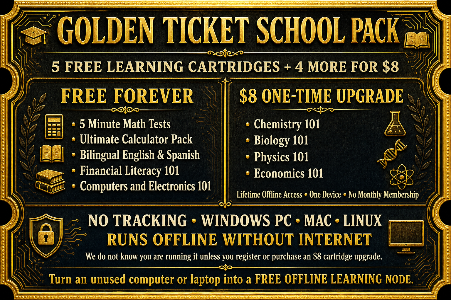 School Golden Ticket  -  SCHOOL pack art  -  learning holder for school learning holder